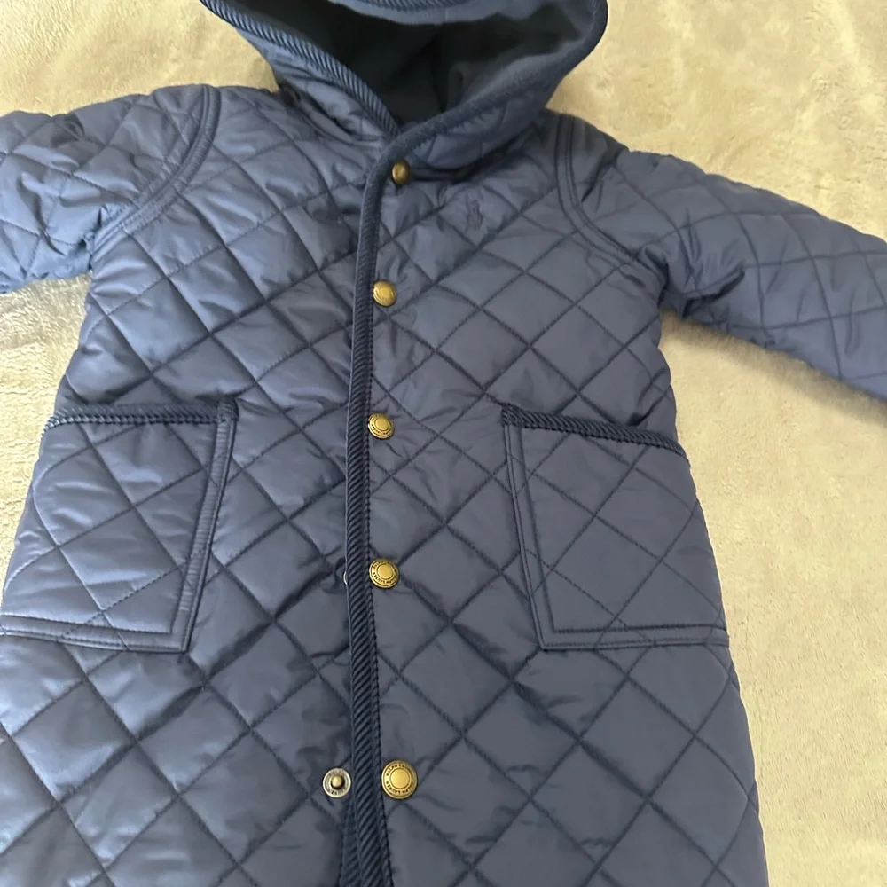 Ralph Lauren water repellent Navy Quilted Baby Snowsuit